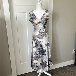Komarov Silver and Black Printed Midi Dress